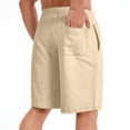 thumbnail image 4 of Nestiefly Men's Casual Classic Shorts Athletic Cotton Sweat Elastic Waist Drawstring Shorts with Drawstring Beige L, 4 of 5