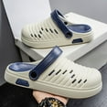 thumbnail image 4 of GPOECD Outdoor Mens Slippers and Beach Sandals Men's Clogs with Breathable Holes and Comfortable Design ZZ03_Blue,8, 4 of 9