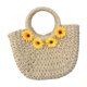 thumbnail image 1 of Bolso de mano bohemio tejido con asa redonda, elegante, de paja, para mujer, para playa y verano Beige, 1 of 9