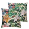 thumbnail image 2 of Acheng Plumeria Hibiscus Green Leaf  Throw Pillow Cover  Decorative Pillows for Couch Cushion Sofa Outdoor White, 2 of 6