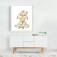 thumbnail image 2 of Cute Bunny, Rabbit, Forest Animals, Woodland Animals, Boho, Pink Flowers, Girl Nursery - Illustration Watercolor Floral Animal Whimsical White Framed Wall Art Print 8 x 10 inches, 2 of 3