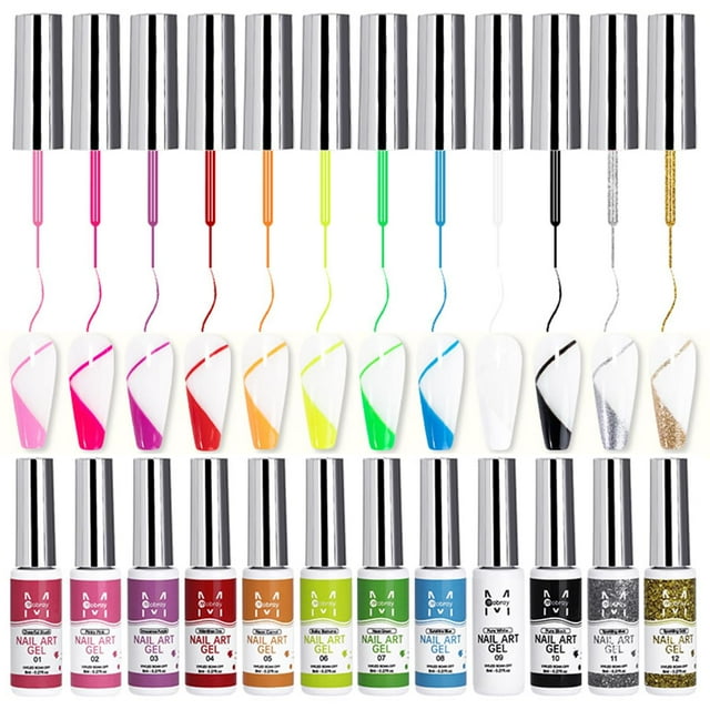 Set de esmaltes en gel para decoración de uñas Fcozpjk, 12 colores, 8 ml, UV y LED