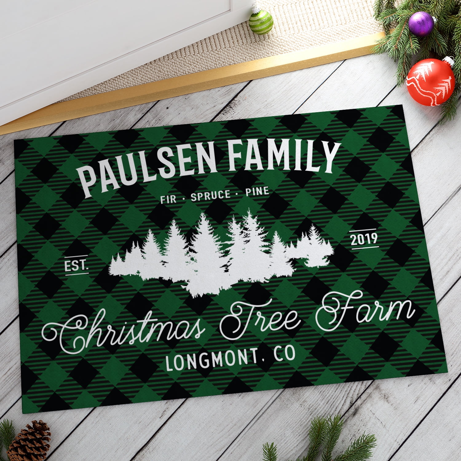 Personalized Christmas Tree Farm Indoor / Outdoor Doormat