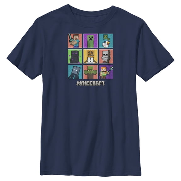 Boys' Husky Minecraft Character Boxes Graphic Tee Navy Blue Large