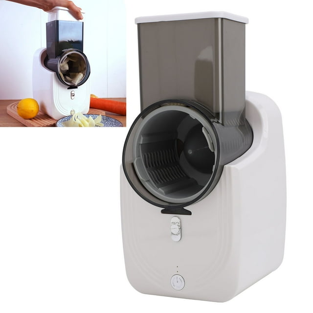 Machine à Salade Électrique, Lame en Acier Inoxydable Dur Structure Sécurisée Coupe Efficace Râpe à Fromage avec Lames de Rechange pour Légumes et Fruits