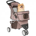 thumbnail image 1 of PawHut Deluxe 3 Wheels Pet Stroller with Brake, Canopy, Cupholders (Coffee), 1 of 10