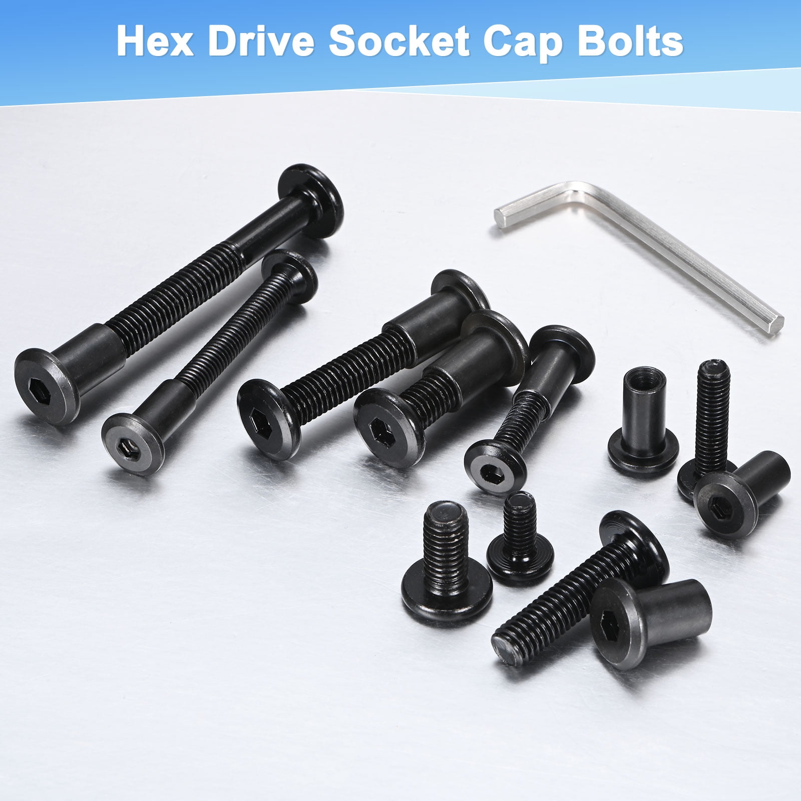 Uxcell 20-Pack Hex Drive Socket Cap Bolt M6 x 50mm Carbon Steel for Furniture