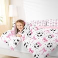 thumbnail image 4 of Erosebridal Cute Bow Knot 7-Piece Twin Bedding Sets For Girl,Football Sport Games Ball Theme Kids Bedding Comforter Set,Reversible Pink, 4 of 7