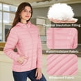 thumbnail image 5 of YUCOLEN Women's Lightweight Puffer Jacket with Hood Pockets Quilted Padded Full-zip Water-Resistant Windproof Transitional Winter Coat Pink M, 5 of 6