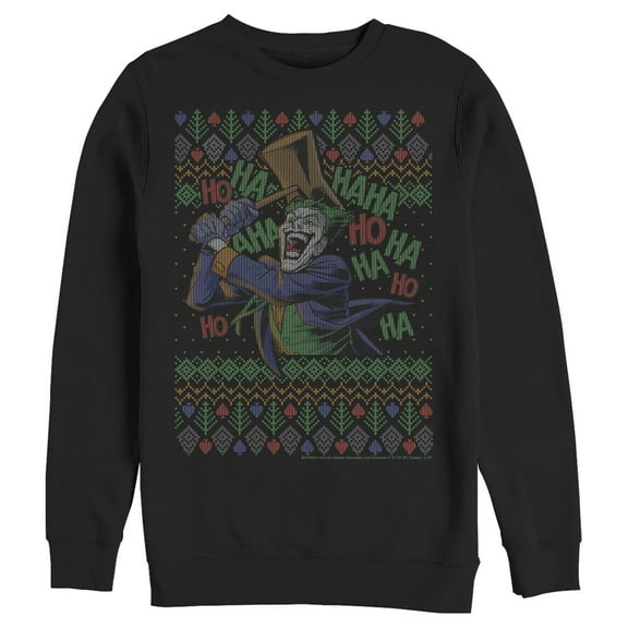 Men's Batman Ugly Christmas Joker Ha Ha Sweatshirt Black Large