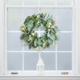 thumbnail image 3 of Zukuco 13.8" Artificial Eucalyptus Wreath for Front Door Small Spring Summer Wreath Little Green Leaves Wreath for Farmhouse Festival Celebration Party Home Porch Decor, 3 of 7