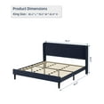 thumbnail image 2 of Full Bed Frame, Upholstered Platform Bed with Wingback Headboard, Velvet Upholstered Bed Frame with 2 Storage Pockets, Strong Wooden Slat Support, Easy Assembly, Box Spring Optional, Blue, 2 of 9