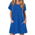 thumbnail image 1 of Tumotour Robe d'Été pour Femmes Robe T-Shirt Décontractée d'Été Col Rond Tunique Ample à Manches Courtes avec Poche pour Femmes, 1 of 7