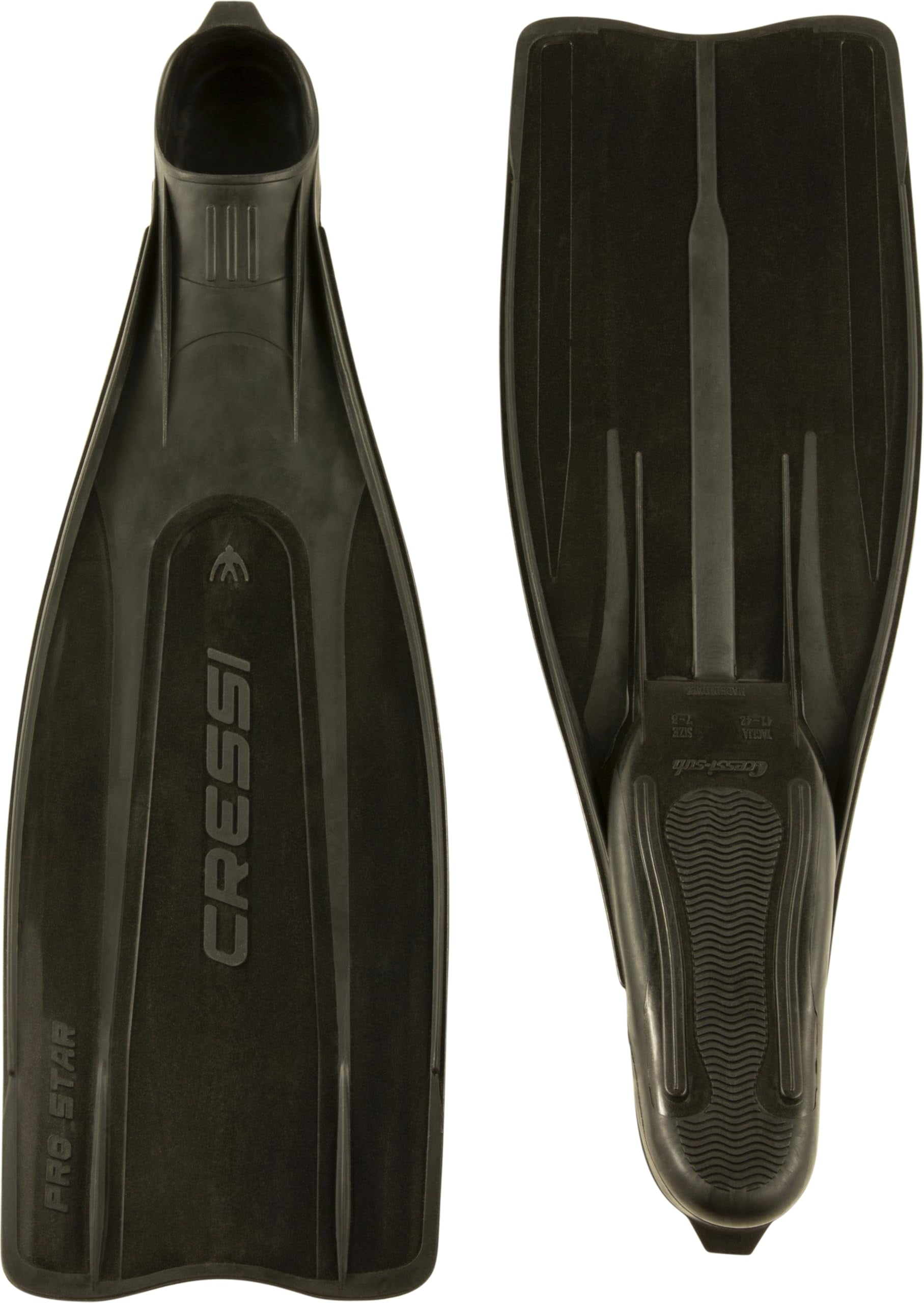 CRESSI Pro Star w/Bag Full Foot Pocket Fins, Black, 43/44