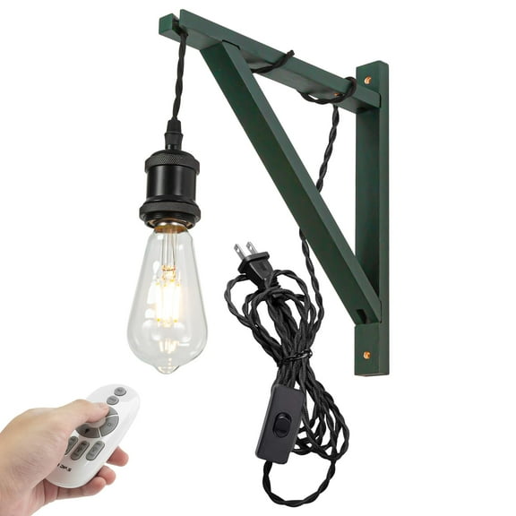 Kiven Wall Mounted Reading Light with Adjustable Swing Arm, Dimmable Bedside Headboard Lights with Remote Control, Farmhouse Plug in Wall Lamp for Bedroom Reading Home Decor Plant,Green