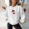 thumbnail image 1 of Jienlioq Hauts de Sortie pour Femmes Mode Femmes Noël Décontracté Dames Imprimé Ample Manches Longues Col Rond Blouses Hauts Chandails en Molleton Sans Capuche Vendredi Fou Deals, 1 of 4