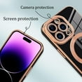thumbnail image 3 of Designed for iPhone 14 Pro Case for Women & Girls [Compatible with MagSafe] Luxury Plating Gold Bumper Phone Cover Full Camera Protection Cover for iPhone 14 Pro 6.1 Inch-Black, 3 of 12
