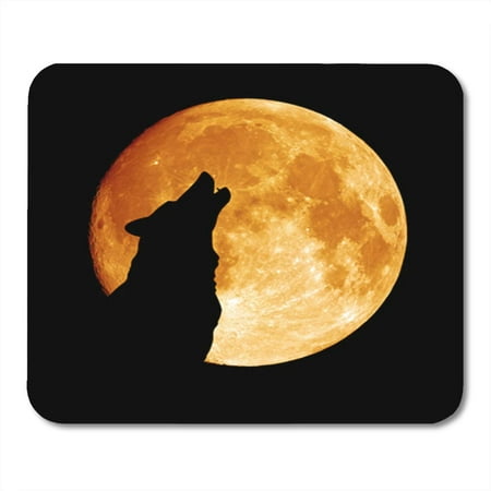 KDAGR Gray Full Wolf Howling at The Moon in Midnigt Halloween Silhouette Dog Head Pack Eye Mousepad Mouse Pad Mouse Mat 9x10 inch