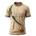 thumbnail image 2 of 2026 Mexico Soccer Jersey Shirts for Men Crewneck Short Sleeve Fan International Soccer Shirt Retro Summer Tee Beach Top Beige XXXL, 2 of 4