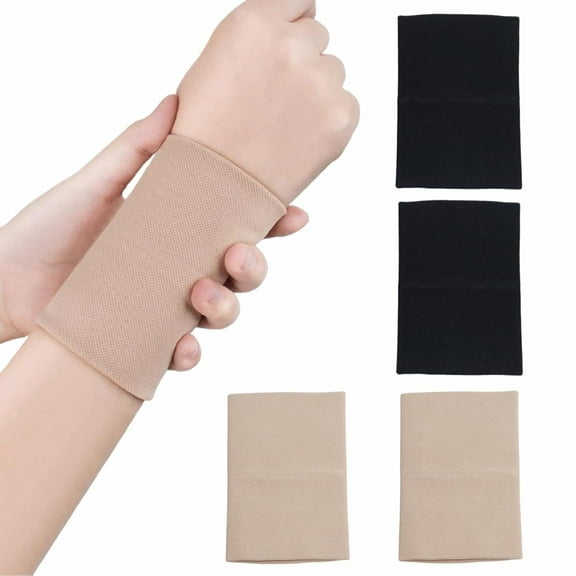 2 Pairs Wrist Wraps for Men & Women Compression Wrist Brace Wrist Sleeve Elastic Wrist Bands Supports for Carpal Tunnel Tattoo Cover Up