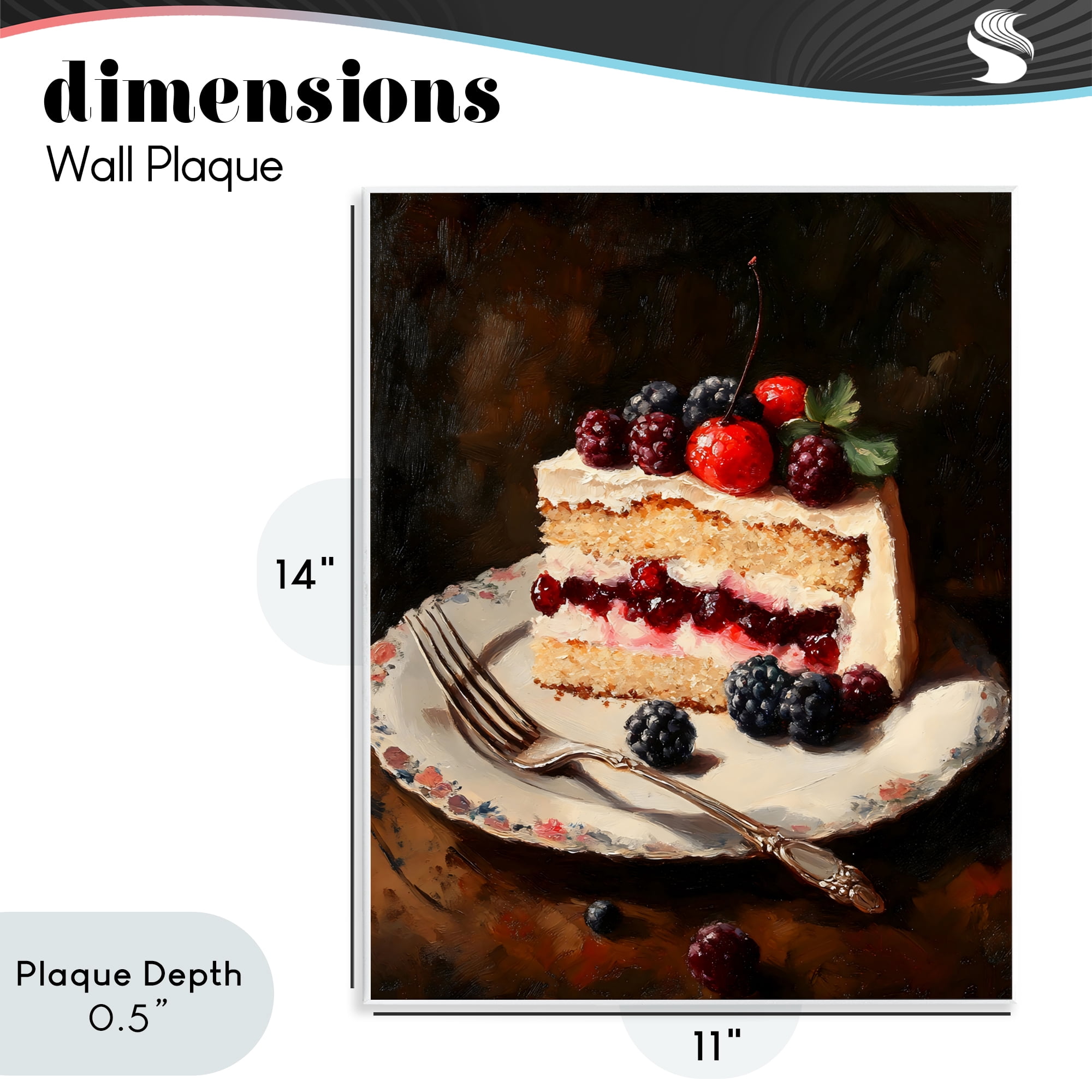 Stupell Industries Berry Topped Cake Slice Wall Plaque Art, design by Franklyn Gregory