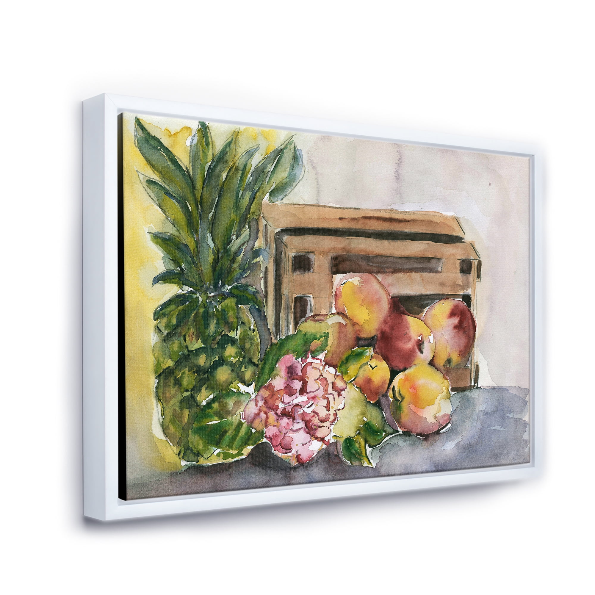 Designart 'Historic Fruits V' Farmhouse Framed Canvas Wall Art Print