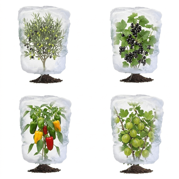 ROSEXIXI 4 Pack Insect Netting for Garden 60 Mesh Plant Cover 31.5x39.4 Inch Drawstring Bug Barrier with Zipper