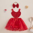 thumbnail image 3 of Okbabeha Baby Girl Valentines Day Outfits Halter Sleeveless Romper Dress Heart Print  one-piece  Bodysuit with Tutu Tulle Skirt Hem, 3 of 8