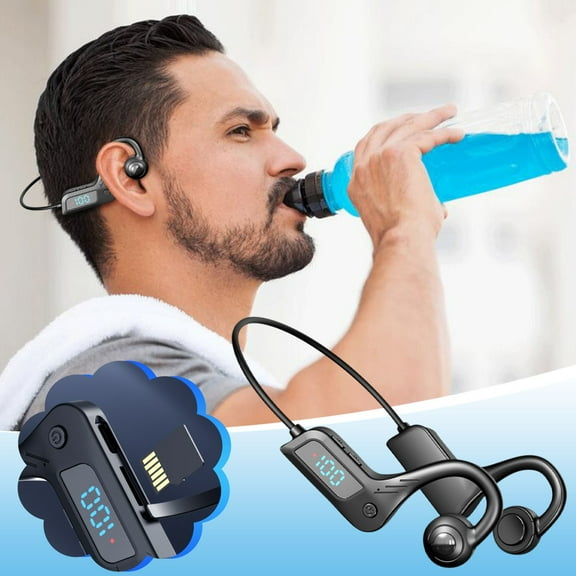 FYHALE New Earphones with External Sound Conduction, Ear Mounted Digital Display, Ear Stereo Bluetooth Earphones