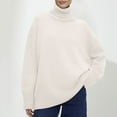 thumbnail image 2 of Chandail à Col Roulé pour Femmes, Haut Tricoté Ample, Doux, Confortable, Décontracté, Mode Hiver, Chaud, 2 of 4