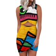 thumbnail image 1 of Funky Abstract Face Back Lacing Backless Dress Square Neck Dress Fashion Printed Dress 6Xl Multicolor Picasso Abstract Eyes, 1 of 5