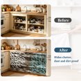 thumbnail image 3 of Coastal Corals Under Sink Curtain for Closet, Privacy Short Cabinet Curtains, Turquoise White Ocean Life Shabby Wooden Self Adhesive RV/Open Cabinet Skirt Adds Bathroom Storage 11"x13", 3 of 8