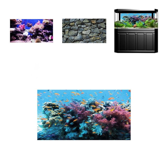 Aquarium Sticker Ocean Landscape High Viscosity Thicken Waterproof PVC Fish Tank Decoration Background Sticker Aquarium Decoration