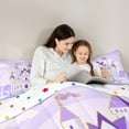 thumbnail image 4 of Manfei Fairy Tale Castle Bedding Comforter Set 7-Piece,Snow Pine Full Bedding Set,Purple White Fitted Sheet Flat Sheet,Breathable Bedroom Decor Reversible, 4 of 7