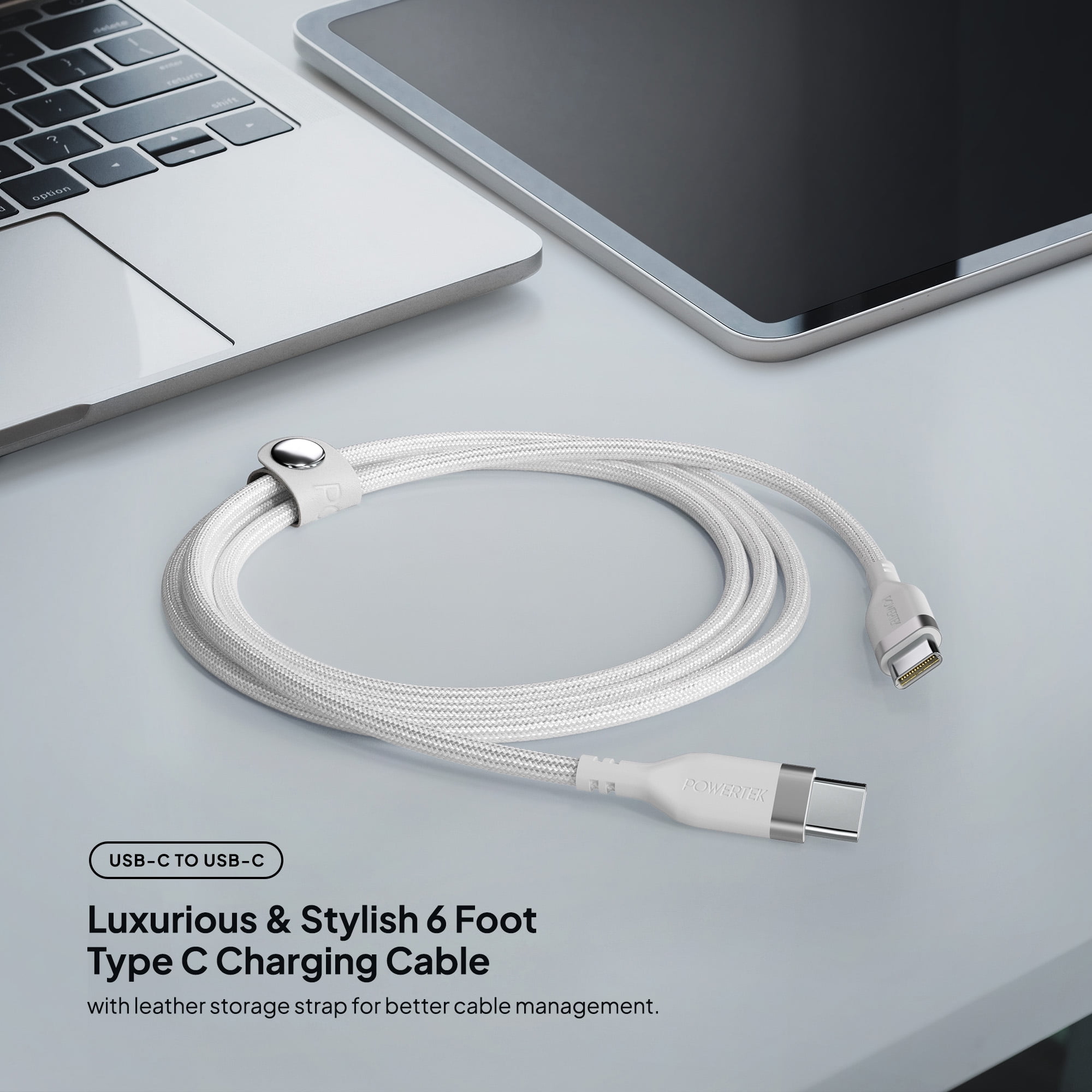 Liquipel Powertek 30W USB-C Wall Charger + 6ft USB-C to USB-C Cable - White