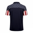 thumbnail image 4 of 4th Of July Polo Shirts Men Usa Flag Print Lapel Collar V Neck Short Sleeve Tops United States Patriotic Star Relaxed Fit Soft Tshirts, XL, #01 Navy, 4 of 4