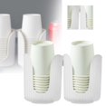 thumbnail image 2 of Mohdy 1X Multifunctional Cup Holder Paper Cup Holder Double-Cylinder Semi-Transparent White,Plastic Bathroom Cup Dispenser with Vertical Stripes Paper Cup Holder Disposable Paper Cup Organizer, 2 of 9