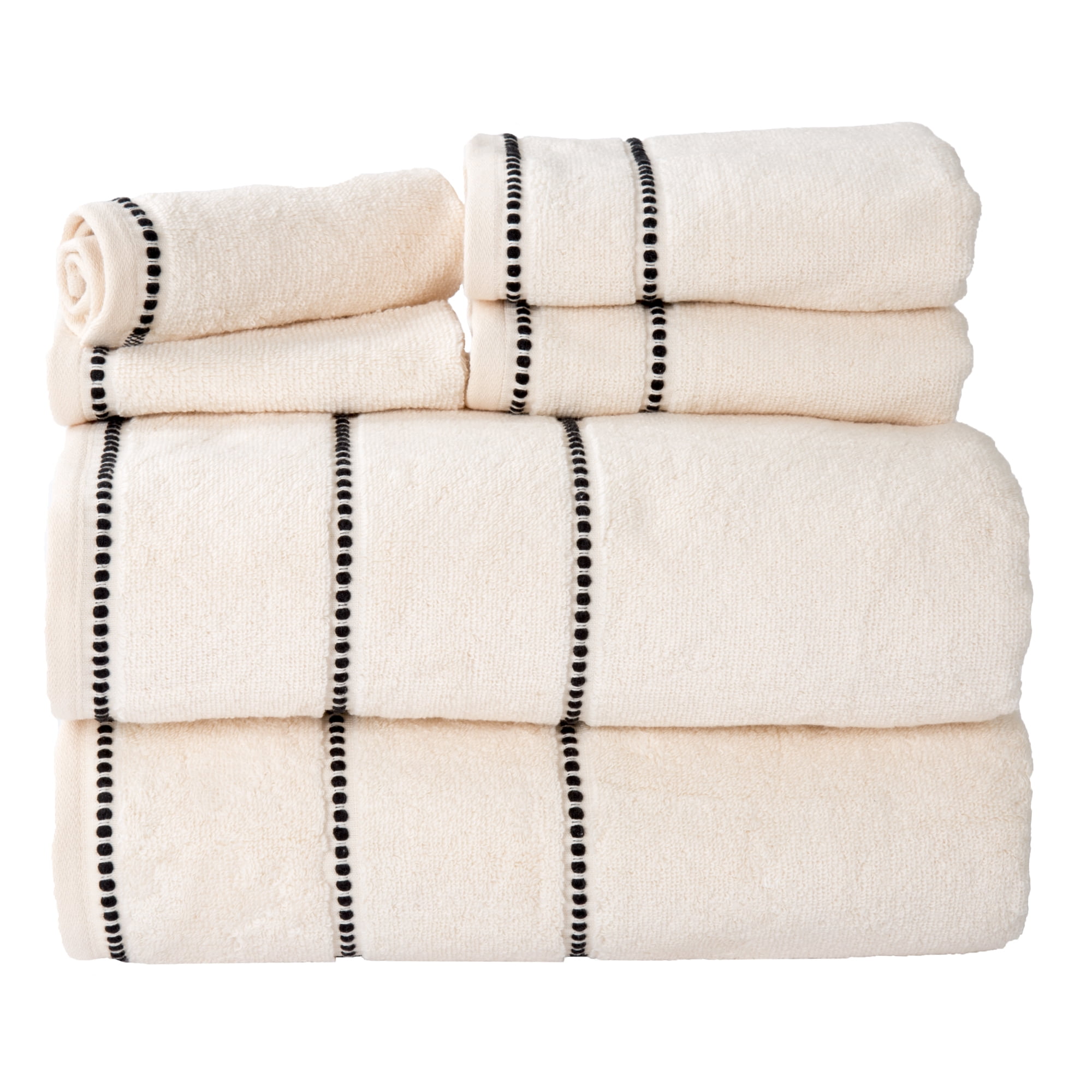 Lavish Home 6-Piece Quick Dry Bath Towels Set - 100% Cotton Towel Set for Bath, Gym, and Spa (Beige)