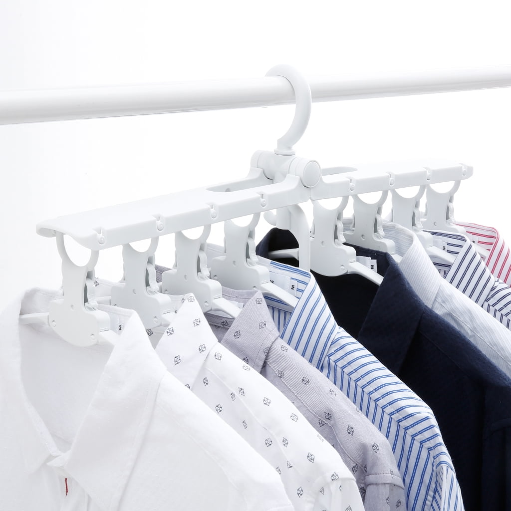 LANGRIA Reversible Folding Clothes Hanger with 8 Quick Fold Hangers and