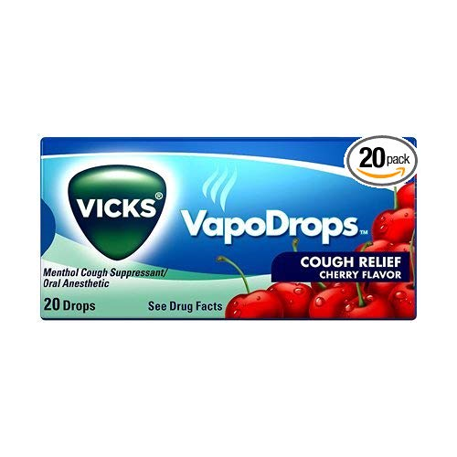 20Pack Vicks VapoDrops Cough Relief Cherry Flavor, 20 Drops (20 Boxes