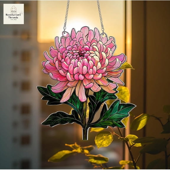 Birth Flower Suncatcher Ornament, ACRYLIC Hanging,Birth Flower Gift, Mother's Day Gift, Birth Flower Memorial Gift, Mothers Day Gift For Mom