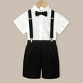 thumbnail image 2 of Aocisk Boys Outfit Sets Summer British Style Short Sleeve Shirt Suspenders Shorts Bow Tie 4PC Children Performance White 2-3 Years, 2 of 6