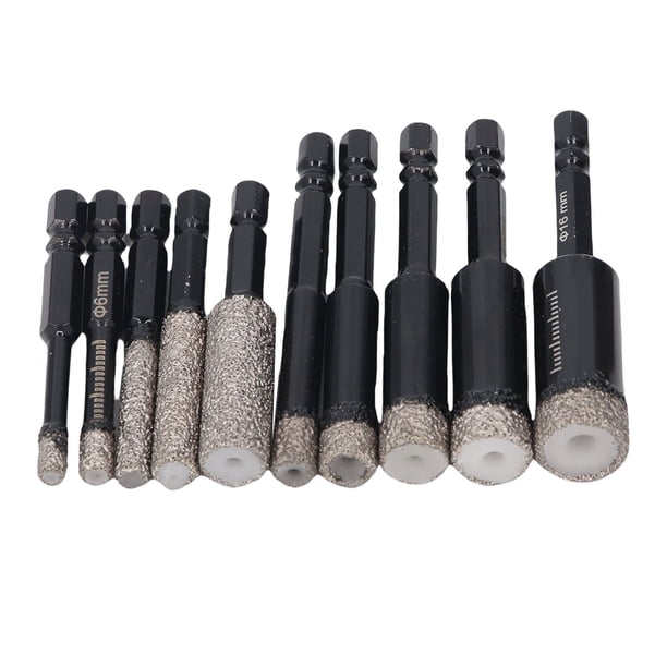 Juego De Sierras Perforadoras De Diamante, Perforación En Seco Y Húmedo, 10 Piezas, Sierra Perforadora De Diamante Con Vástago Hexagonal De 1/4 De Pulgada, Alta Dureza Para