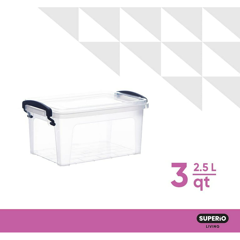 Superio Clear Storage Bins with Lids, Stackable Storage Box with Latches  and Handles, Extra Small, 2 Pack 2 Quart