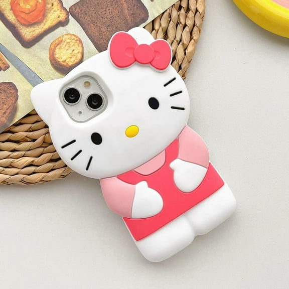 Hello Kitty Cartoon 3D Bow Case For iPhone 16 Pro 15 14 13 11 12 13 Pro Max XR XS MAX 6 7 8 Plus SE Y2K Anti Fall Silicone Case