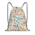 thumbnail image 1 of Saiise Famous Places Pattern Sports Drawstring Backpack - String Swim Gym Bag with Wet Proof Pocket for Women&Men-Small, 1 of 6