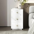 thumbnail image 5 of Elegant White Marble Glass Bedside Table with 3 Drawers - INTA009, 5 of 5