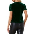 thumbnail image 3 of INSPIRE CHIC Women's Velvet Sequin Top Crew Neck Short Sleeve Party Clubwear Blouse S Dark Green, 3 of 6