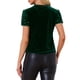 thumbnail image 3 of INSPIRAR CHIC Blusa de Cuello Redondo de Terciopelo con Lentejuelas para Mujeres, Manga Corta, Ropa de Fiesta y Club, Talla XS, Verde Oscuro, 3 of 6
