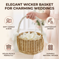 thumbnail image 3 of Wicker Basket with Handle and Bow, Small Woven Flower Basket for Wedding, Basket for Party, Home Decoration (White, 15cmx24cm), 3 of 7
